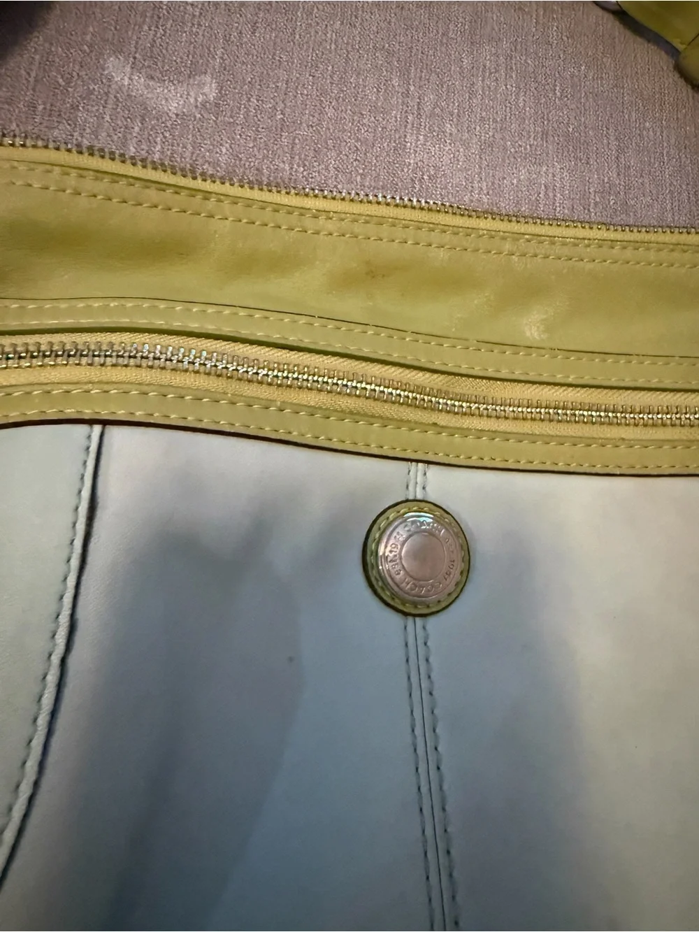 COACH Laura two-Tone green Leather Hobo Shoulder Bag